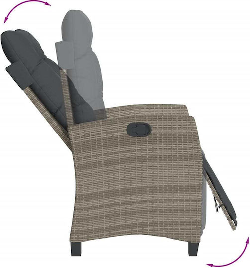 Outdoor-Stuhl Rattan Grey mit Kissen 57x66x93εκ.
