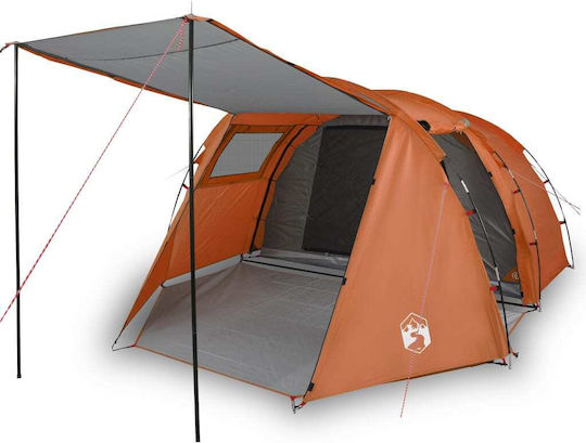 vidaXL Summer Camping Tunnel Tent Orange for 4 People 420x260x143cm