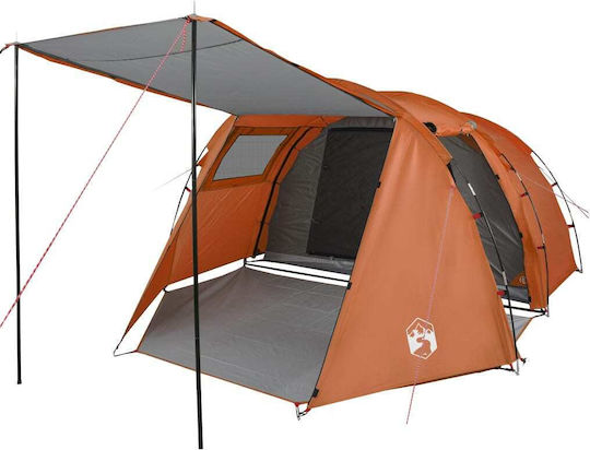 vidaXL Summer Camping Tunnel Tent Orange for 4 People 420x260x143cm