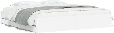 Bed Base Queen Size made of Wood White 160x200cm. with Storage Space