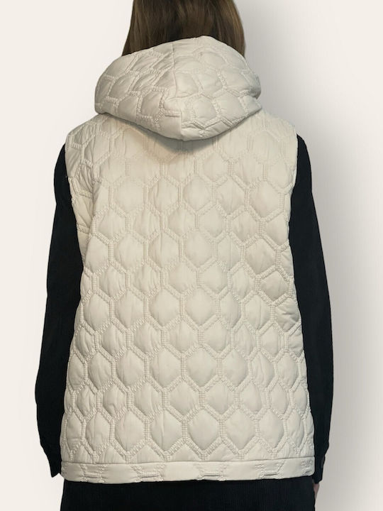 Innocent Kurz Damen Ärmellos Puffer Jacke für Winter Ecrou