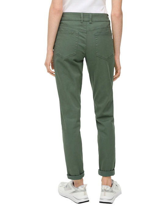 S.Oliver Women's Cotton Trousers in Slim Fit Green