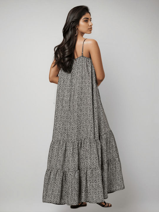 Noobass Maxi Dress with Ruffle Black