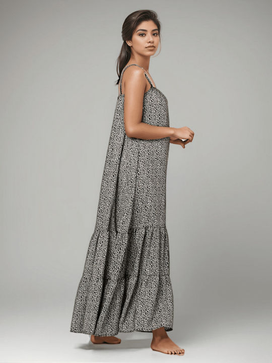 Summer Maxi Dress with Ruffles Black