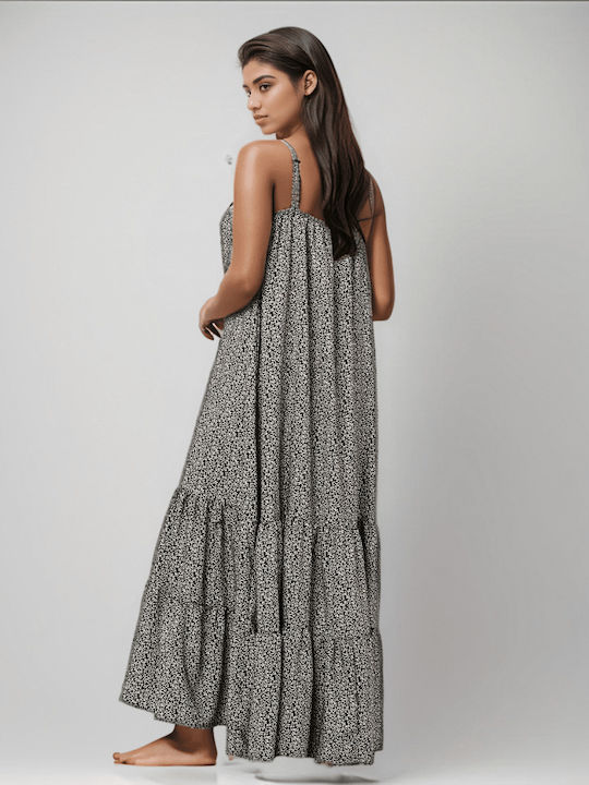 Summer Maxi Dress with Ruffles Black