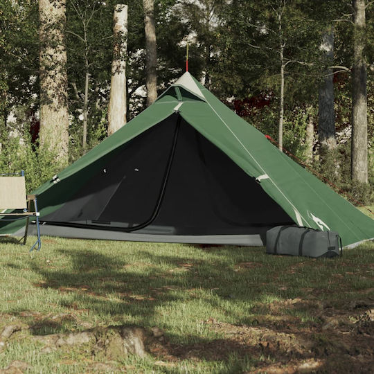 vidaXL Καλοκαιρινή Σκηνή Camping Teepee Πράσινη για 1 Άτομο 119x153x130εκ.