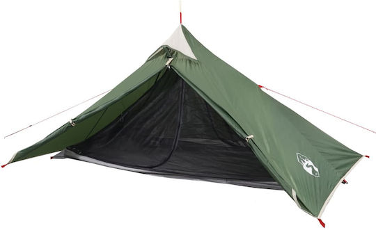 vidaXL Καλοκαιρινή Σκηνή Camping Teepee Πράσινη για 1 Άτομο 119x153x130εκ.