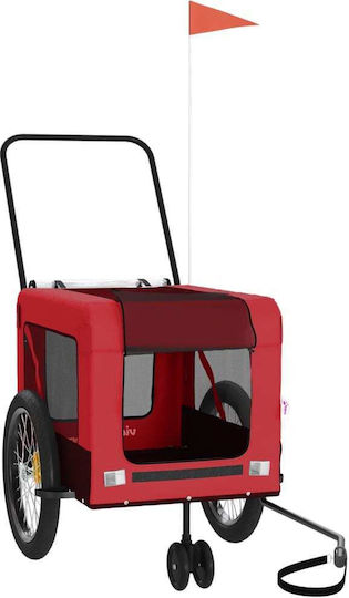 Vidaxl Τρέιλερ Ποδηλάτου Κατοικίδιων Κόκκινο Μαύρο Oxford/σίδηρος