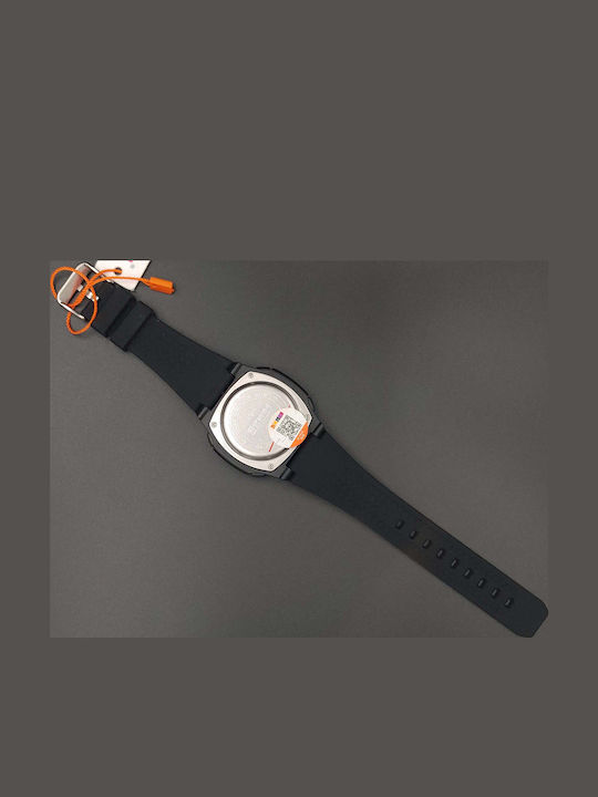 Digital Men's Watch 46mm Chronograph Battery with Rubber Strap Black/White