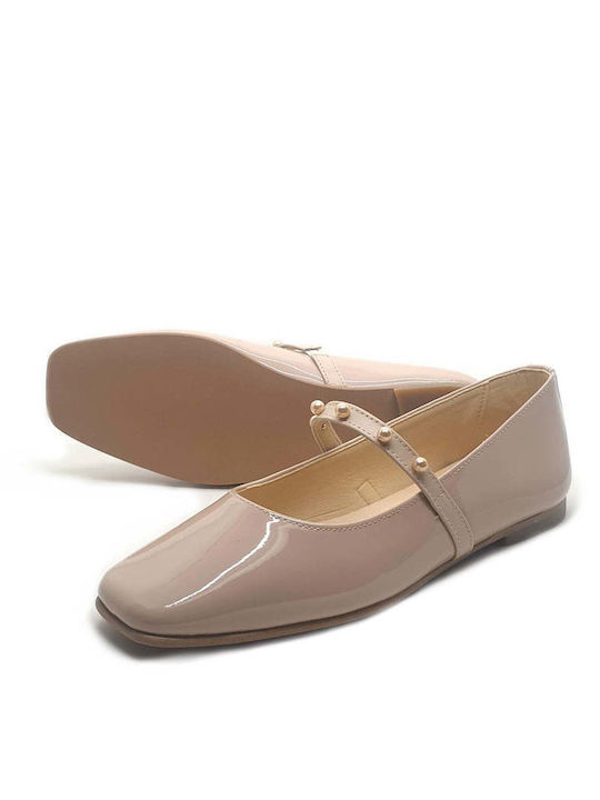 Andanines Kids Leather Ballerinas Beige