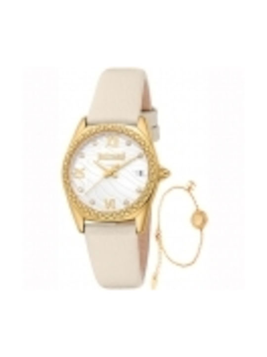 Just Cavalli Uhr mit Beige Lederarmband