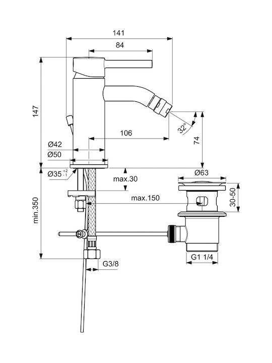 Ideal Standard Ceraline Μπαταρία Μπιντέ