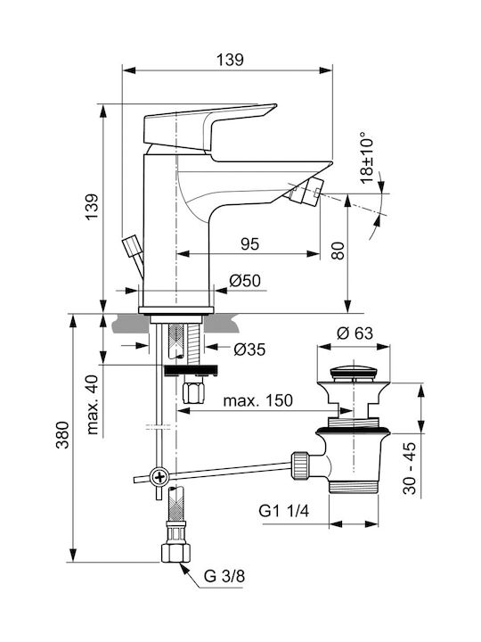 Ideal Standard Tesi Μπαταρία Μπιντέ