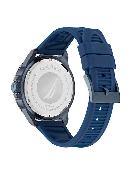 Nautica Ανδρικό Ρολόι 46mm Μπαταρίας με Μπλε Καουτσούκ Λουράκι