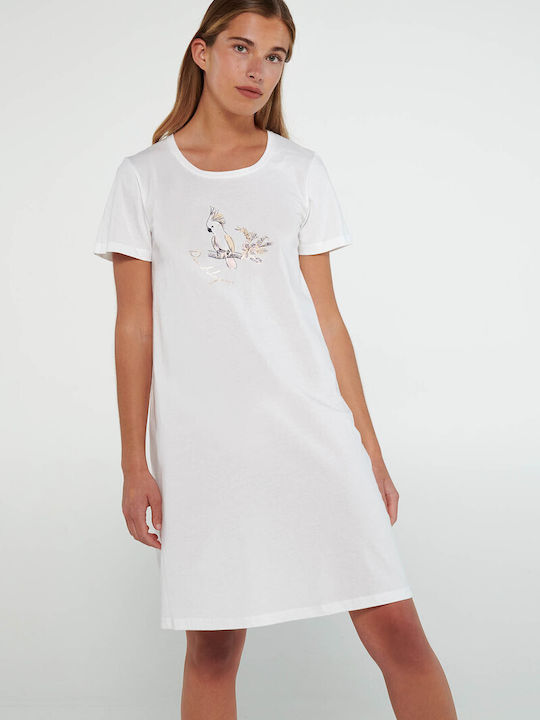 Vamp Winter Cotton Women's Nightdress Cream