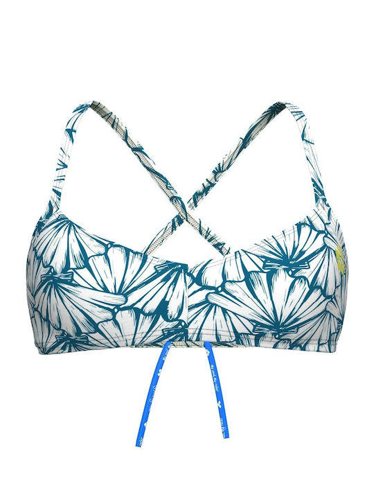 Sports Bra Bikini Top 103 - White Multi-yellow Star