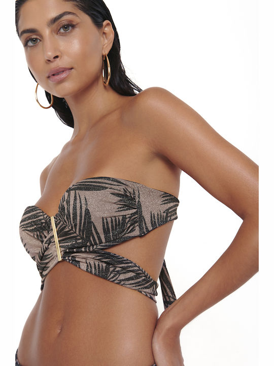 African Ovation Gold Strapless Bikini Top C Cup Μπεζ
