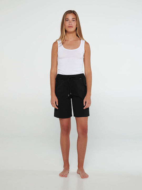 Vamp Baumwolle Damen Pyjama-Shorts Schwarz