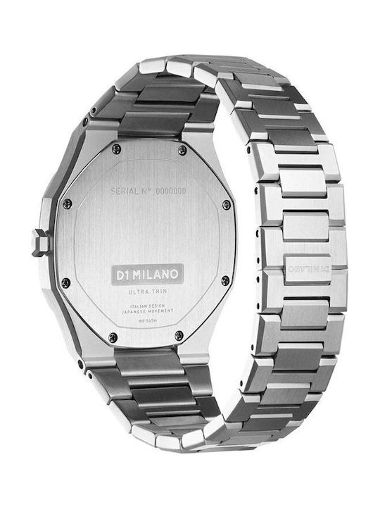 D1 Milano Men's Watch 40mm Battery with Silver Metal Bracelet