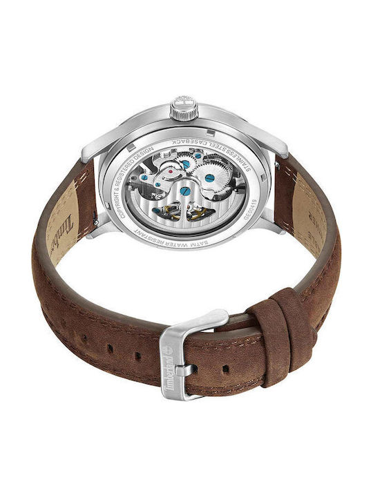 Timberland Men's Watch 45mm Automatic with Brown Leather Strap