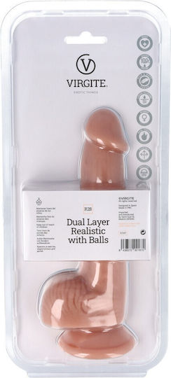 Virgite Glass Dildo with Balls and Suction Cup Flesh 20cm