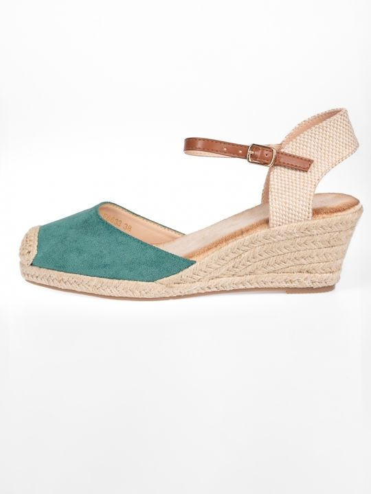 Issue Fashion Platforme dama în stil espadrile Verzi