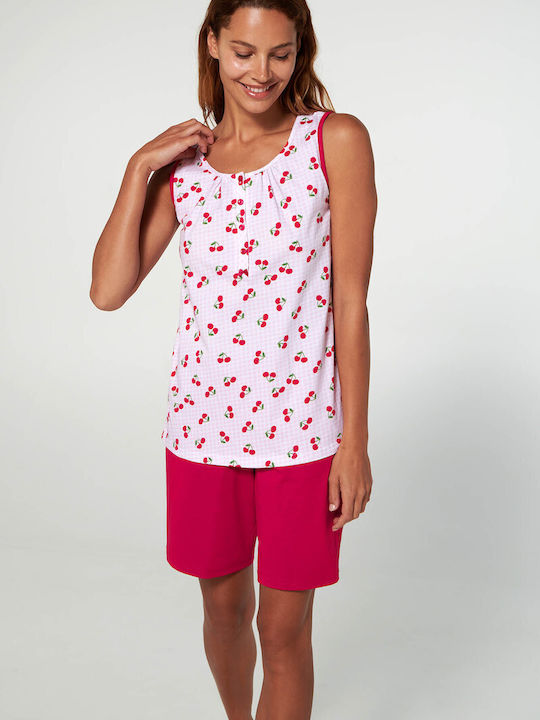 Vamp Summer Women's Pyjama Set Cotton Rose