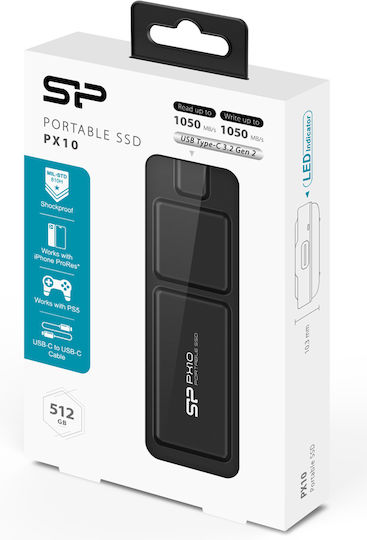 Silicon Power PX10 USB 3.2 Външен SSD 512GB M.2 Черен