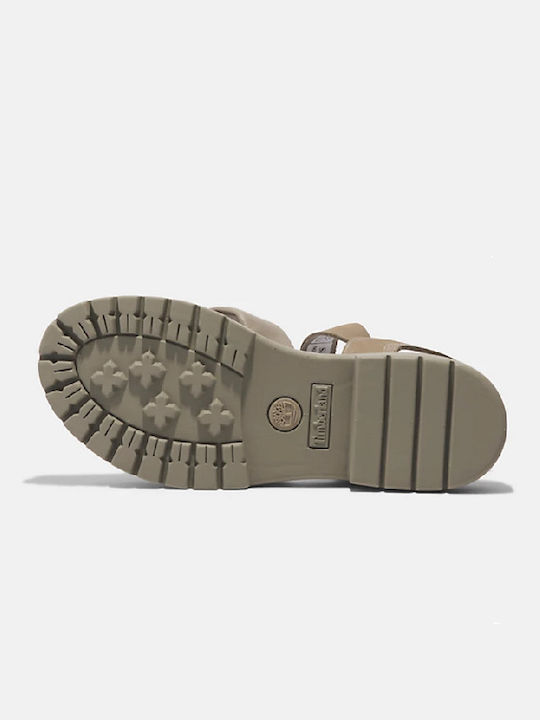 Timberland Leather Women's Flat Sandals in Gray Color