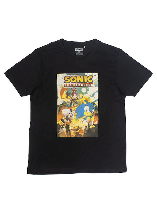 Cerda Retro Sonic Tricou Negru Bumbac