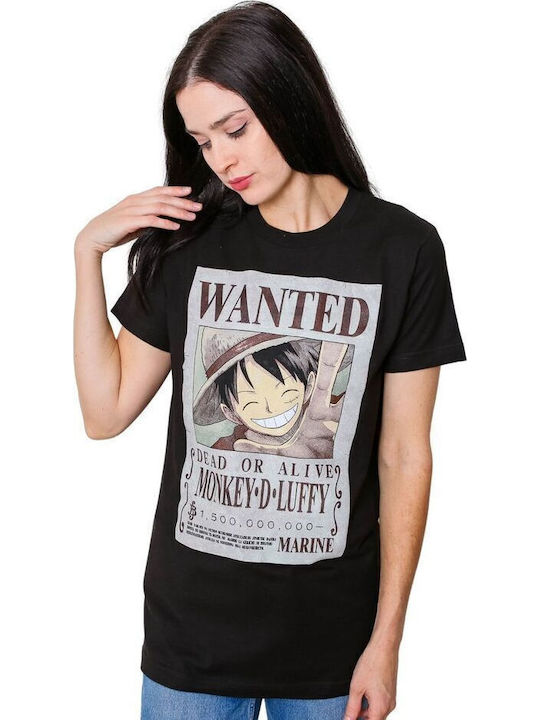 PCMerch Luffy T-shirt One Piece Μαύρο Βαμβακερό