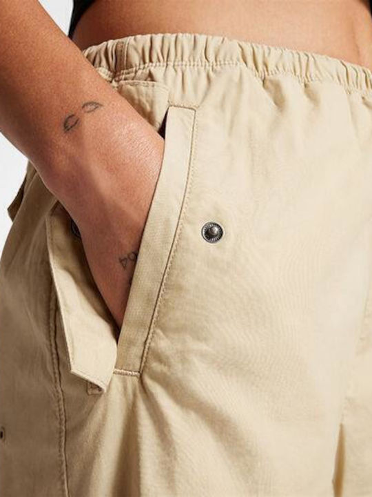 Women's Fabric Trousers with Elastic Beige