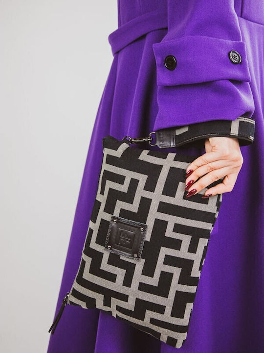 Υφασμάτινη Γυναικεία Τσάντα Ώμου Black / Taupe