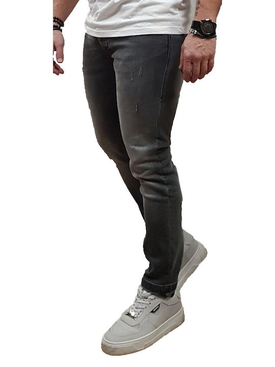 Ανδρικό Παντελόνι Τζιν Ελαστικό με Skinny Εφαρμογή Γκρι