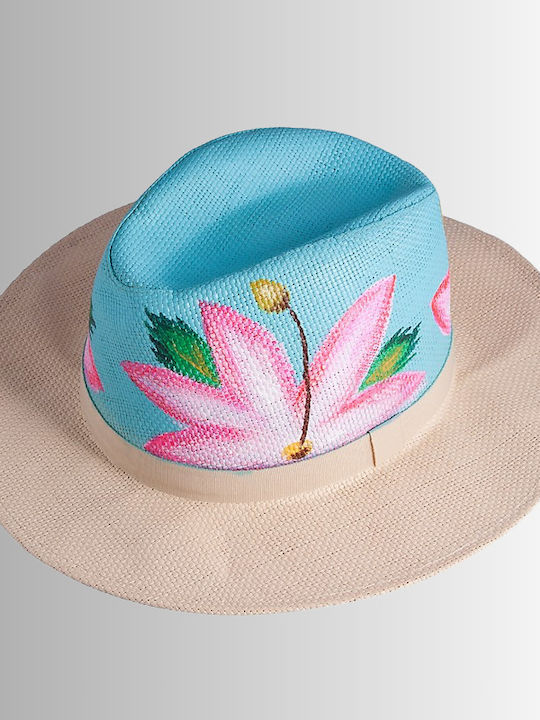 HANDMADE PANAMA HAT WITH FLOWER DESIGN 735