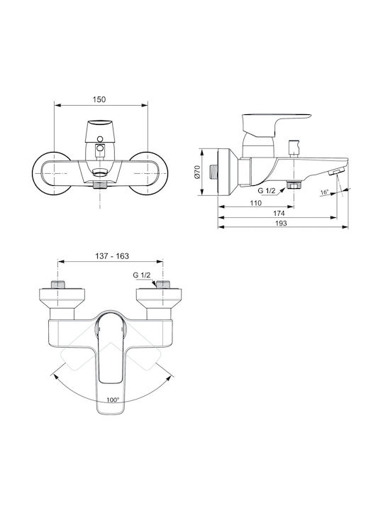 Ideal Standard Connect Air Mischung Bade- / Duscharmatur Dusche