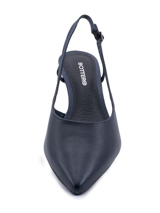 Leder Pumps mit Riemchen & mittelhoher Absatz Blau