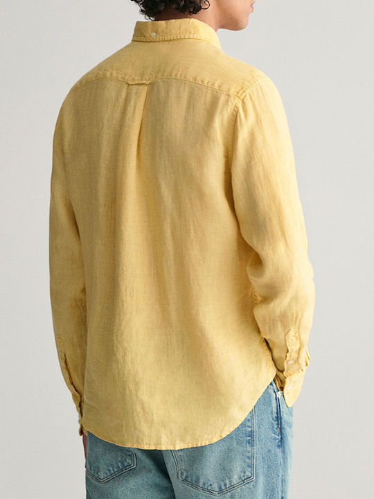 Gant Men's Shirt Long Sleeve Linen Yellow