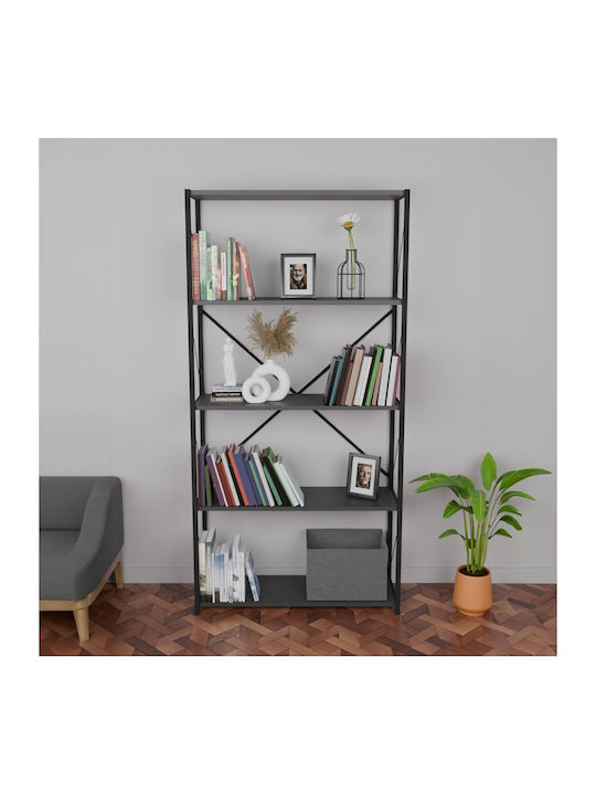 Bibliothek Tikilmo Charcoal-Black 88x34x180cm