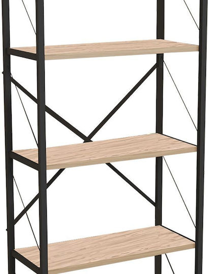 Βιβλιοθήκη Draizy Μαύρο 60x30x150εκ.