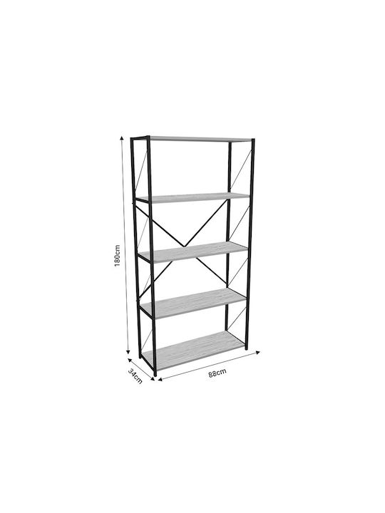 Bookcase Tikilmo Black 88x34x180cm