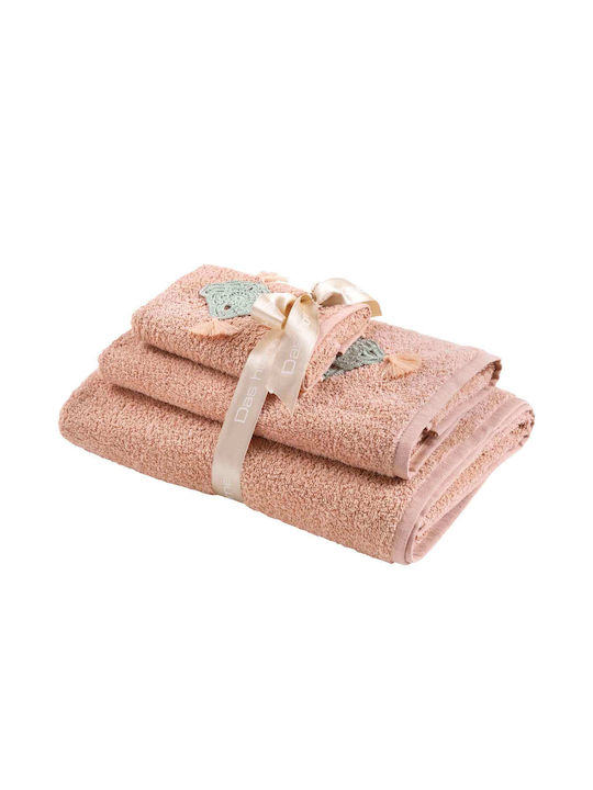 Das Home 3pc Bath Towel Set 0731 Pink Weight 500gr/m²