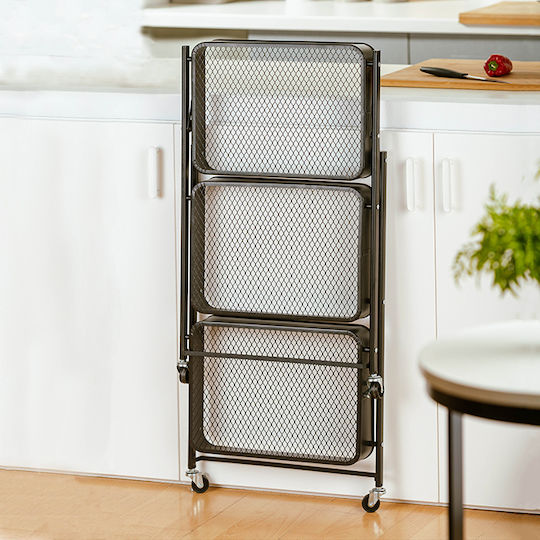 Nava Nava Metallisches Küchenregal Mit 3 Ebenen Schwarze 45x29x77cm