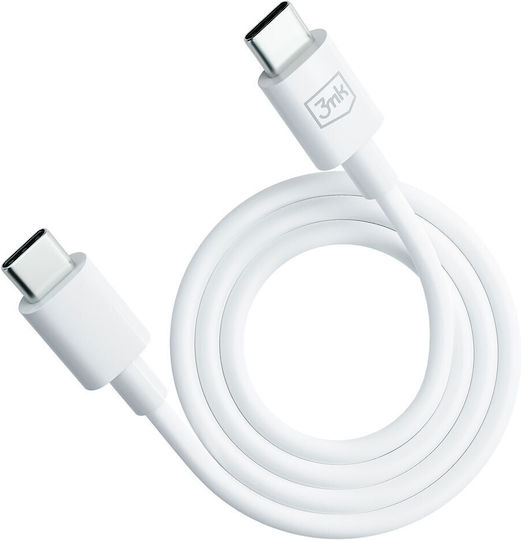 3MK Hyper USB 2.0 Cable USB-C Male - USB-C 100W PD White 1.2m