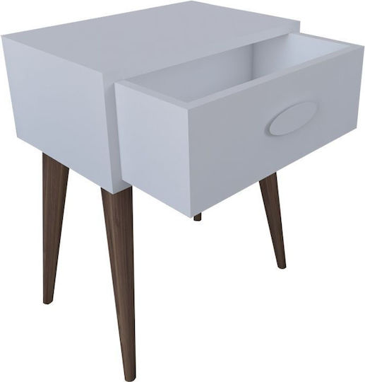 Bedside Table Laber Wooden White 45x30x57.5cm