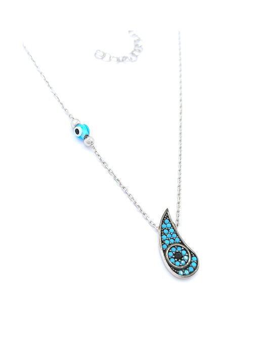 PS Silver Necklace with design Tear from Silver with Zircon