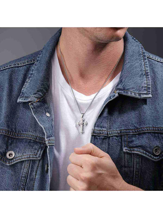 Police Herren Kreuz aus Stahl mit Kette