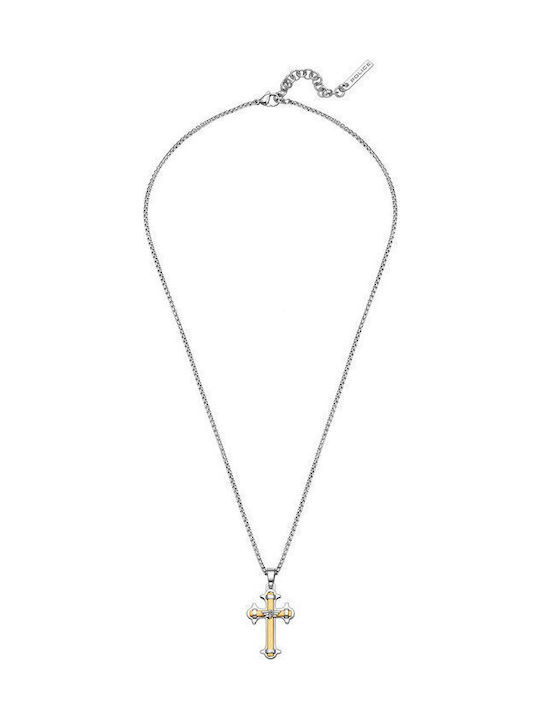 Police Men's Cross from Steel with Chain