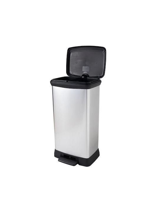 Curver Metallic Waste Bin with Pedal Silver 50L