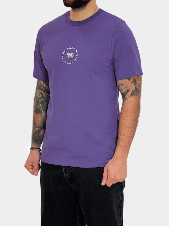 3Guys T-shirt Bărbătesc cu Mânecă Scurtă Violet